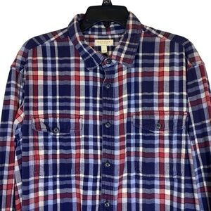 Sonoma Life Style Men's size XLT flannel long sleeve button down shirt blue red